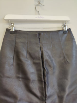 TopShop Petite Black Faux Leather Skirt UK8