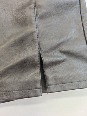 TopShop Petite Black Faux Leather Skirt UK8