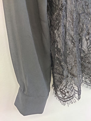 Warehouse Black Lace Blouse UK14