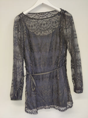 M&S Autograph Black Lace Tunic Top UK12