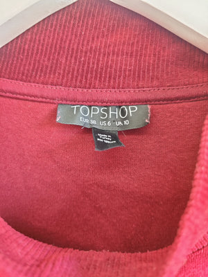 TopShop Burgundy Crushed Velour Top UK10