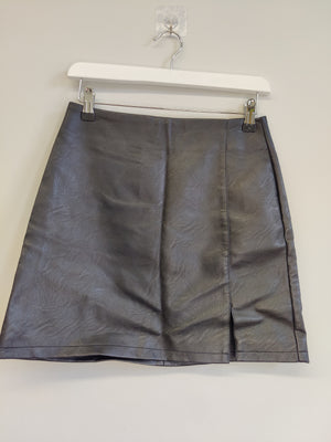 TopShop Petite Black Faux Leather Skirt UK8