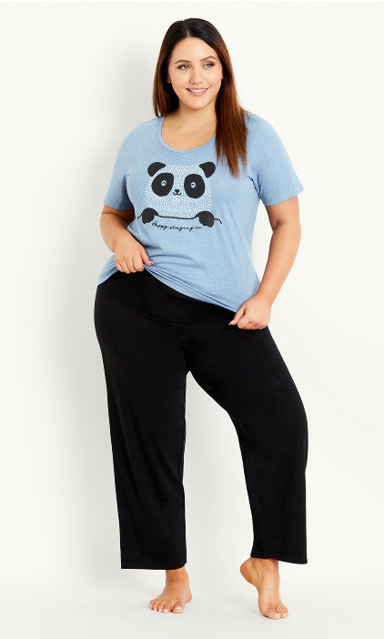 Evans Blue Panda Cotton PJ Pyjama Sleepwear Top UK14/16