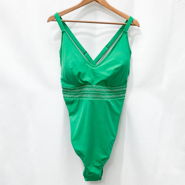 City Chic Green Shirred One Piece Swimsuit UK 20