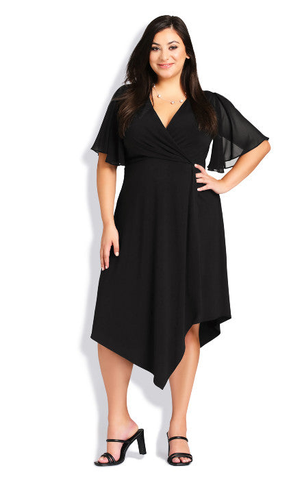 Avenue Black Asymmetrical Wrap Dress UK30/32