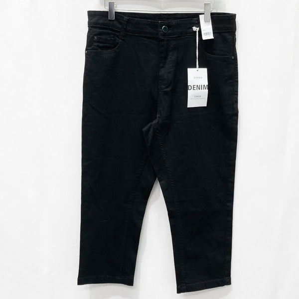 Evans Black Stretch Denim Cropped Jeans UK 20 