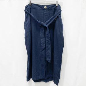 Evans Navy Blue Linen Blend Skirt UK28