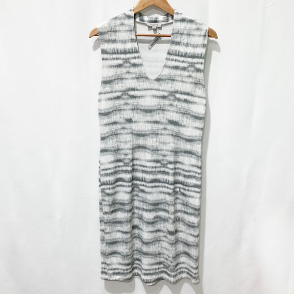 Great Plains White & Grey Sleeveless V-Neck Knee Length Jersey Dress Size XS