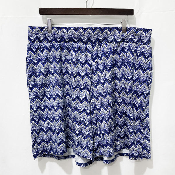 Avenue Blue Zig Zag Print Relaxed Fit Jersey Shorts UK 18