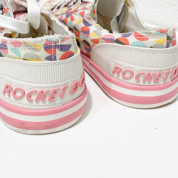 Rocket Dog White & Pink Multi Patterned Trainers UK 5