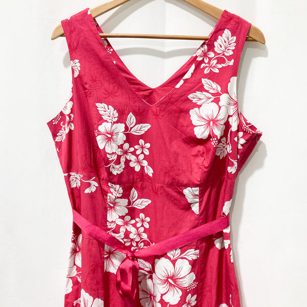 Mia Moda Pink & White Floral Print Sleeveless V-Neck Dress UK 18