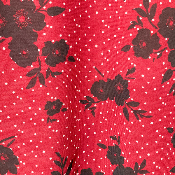 Papaya Red & Black Polka Dot Floral Print Long Sleeve Top UK 14