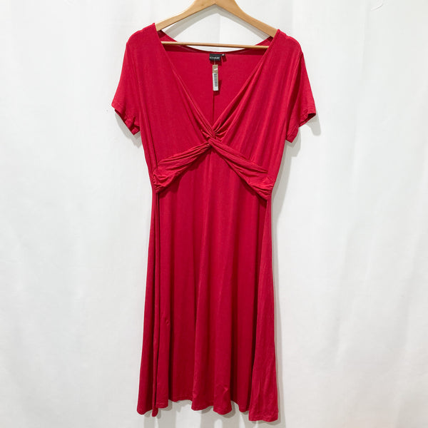Bodyflirt Red V-Neck Knee Length Short Sleeve Jersey Dress Size 40/42 M