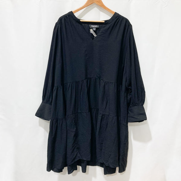Arna York by City Chic Black Tiered V-Neck Long Sleeve Dress UK 22/24