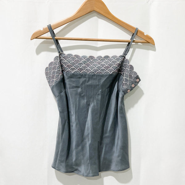 Autograph by M&S Grey Embroidered Pure Silk Camisole Top UK12