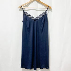 M&S Navy Blue Silky Cami Slip Dress UK 12