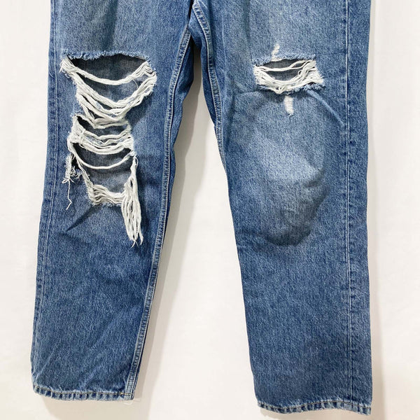 Topshop Mid Blue Denim Editor Distressed Jeans W30 L32