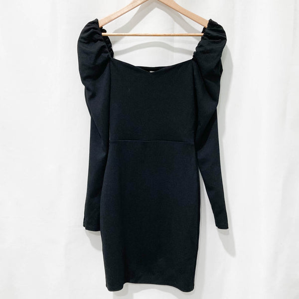 H&M Black Long Sleeve Sweetheart Neckline Mini Dress XS