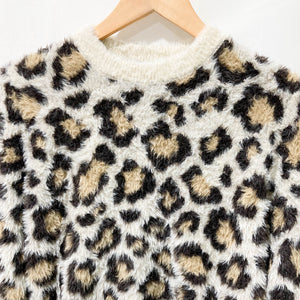 Zara Leopard Animal Print Fluffy Long Sleeve Jumper S