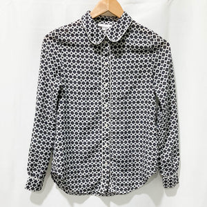 Cooperative by Urban Outfitters Retro White Patterned Long Sleeve Blouse XXS