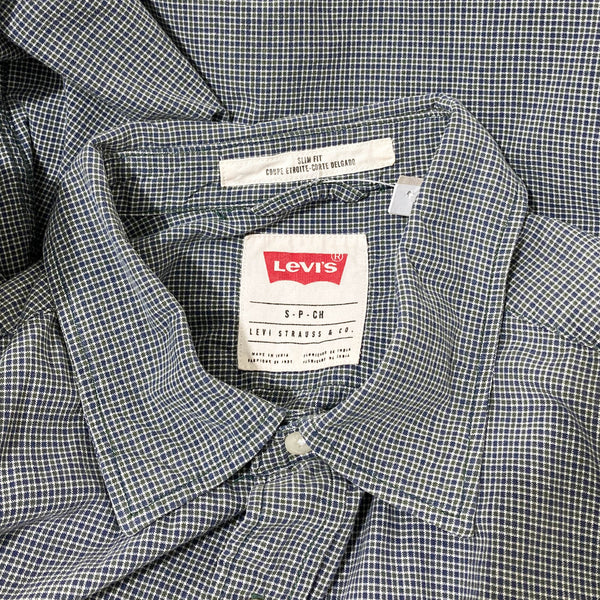 Levis Olive Green Check Slim Fit Casual Shirt S