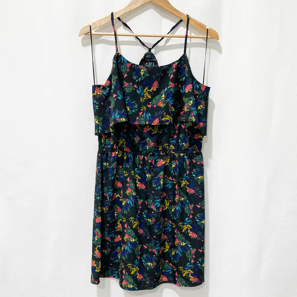 Primark Black Multi Floral Print Short Strappy Lightweight Dress UK 14