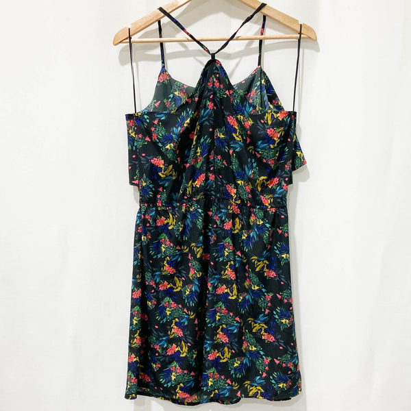 Primark Black Multi Floral Print Short Strappy Lightweight Dress UK 14