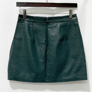 New Look Petite Dark Green Faux Leather Short Skirt UK 8
