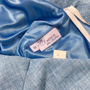 Honor Millburn Blue Dobby Textured Flared Midi Skirt UK 18