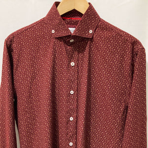 Jiggler Lord Berlue Burgundy Paisley Print Long Sleeve Cotton Blend Shirt M