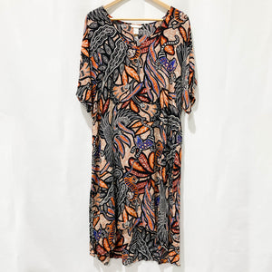 H&M Patterned Short Sleeve Lightweight Relaxed High-Low Midi Dress EUR 38 UK 10