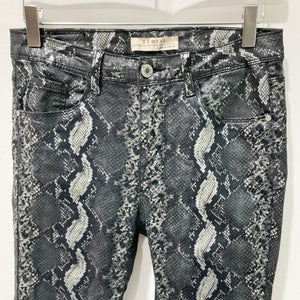 Redial Paris Black & Grey Snakeskin Printed Skinny Jeans UK 8