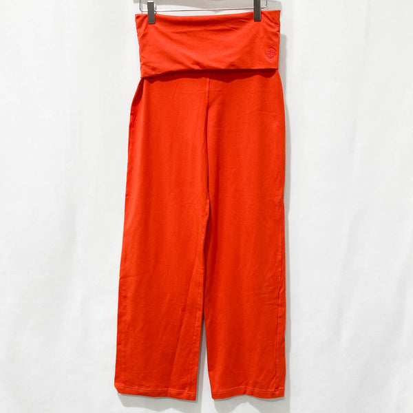 Gossypium Orange Organic Cotton Foldover Wide Leg Yoga Trousers UK10
