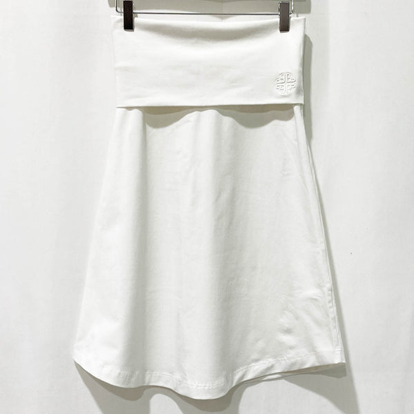 Gossypium White Organic Cotton Blend Foldover Skirt UK10