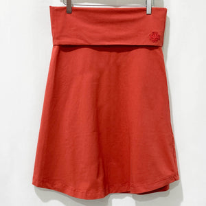 Gossypium Burnt Orange Organic Cotton Blend Foldover Skirt UK16