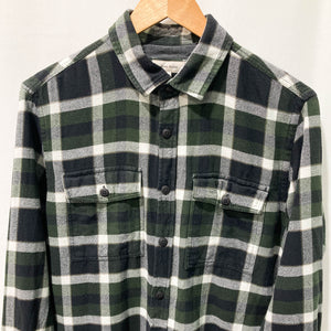 River Island Green Mix Plaid Check Brushed Cotton Long Sleeve Shirt M