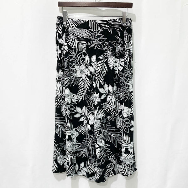 Evans Black and White Tropical Crop Trousers UK14