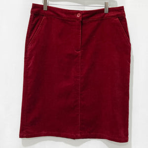 Jaeger Deep Red Fine Cord Skirt UK12