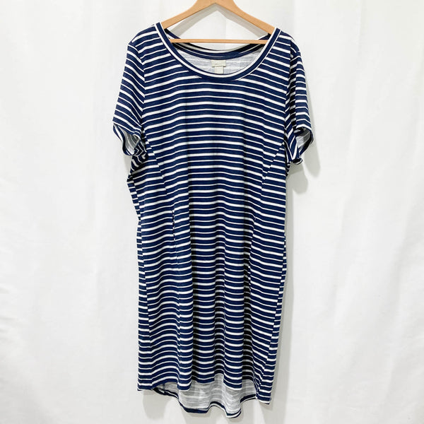 Zim & Zoe by City Chic Navy Striped Cotton Relaxed Fit Jersey Dress UK 22/24