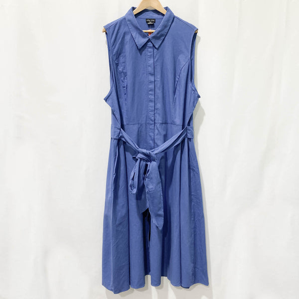 City Chic Cornflower Blue Shirt Detail Sleeveless Midi Dress UK 24
