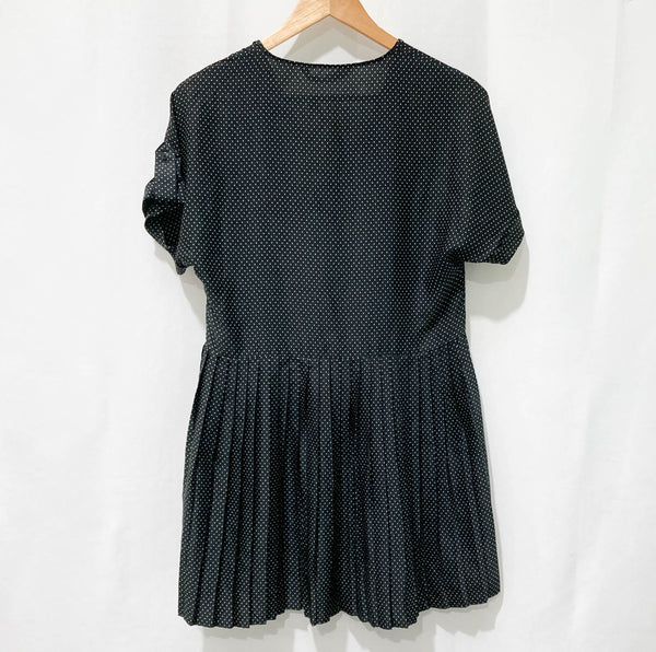 Zara Black Dotty Short Pleated Dress S