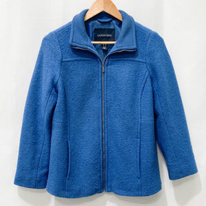 Lands' End Blue Wool Blend Zip Front Jacket UK 10