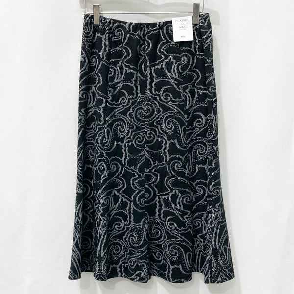 M&S Black Paisley Flared Skirt UK8