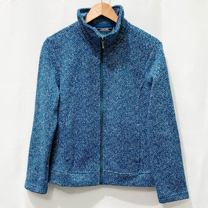 Lands' End Blue Mix Woven Zip Fleece Jacket S