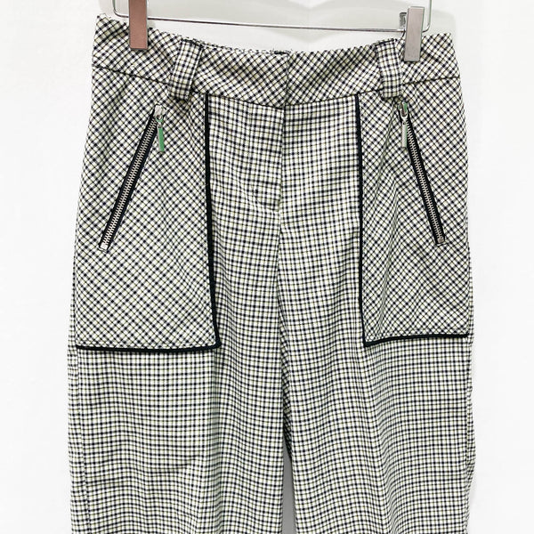 Next Plaid Check Cropped Wide Leg Trousers UK 8R