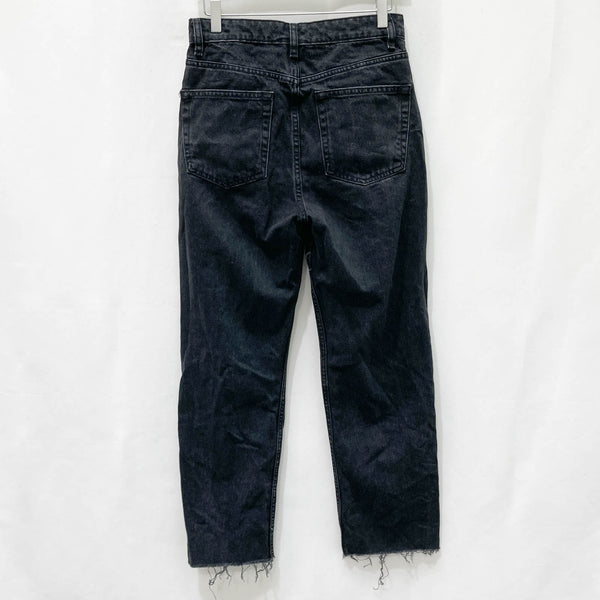 Primark Washed Faded Black Frayed Hem Straight Leg Jeans UK 8