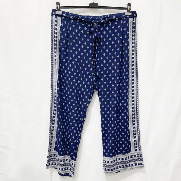 Avenue Navy Printed Relaxed Trousers UK 20