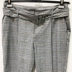 Next Grey Check Belted Tailored Trousers UK 16R