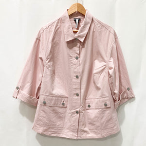 Evans Blush Pink 3/4 Sleeve Cotton Pockets Jacket UK 16