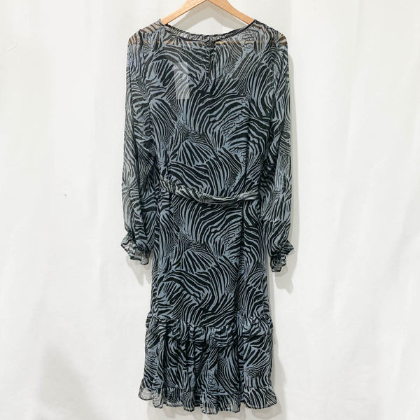 Evans Grey & Black Zebra Print Long Sleeve Midi Dress UK 22